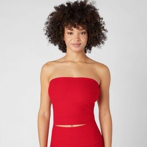 Beyond Yoga Spacedye Strapless Top Candy Apple Red Heather Sz S NWT